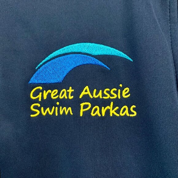 GREAT AUSSIE SWIM PARKAS Swim Robe Kids 14 Youth Long Navy Blue Parka Neon Green - Picture 4 of 14